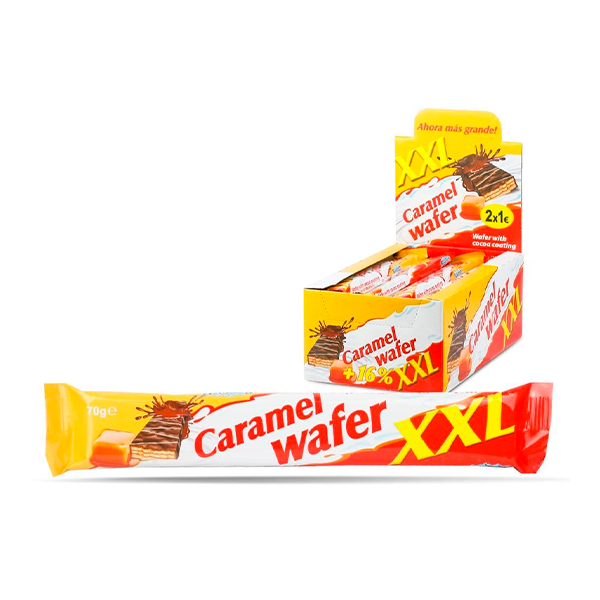 Barquillo chocolate Wafer XXL Caramel 70g (24 ud) Borovets