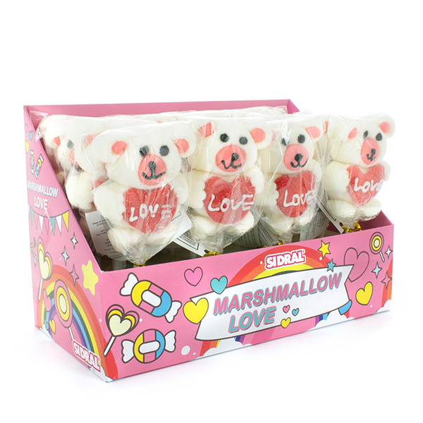 Pincho Marshmallow Osito y Corazones 50 g (16 ud) Sidral