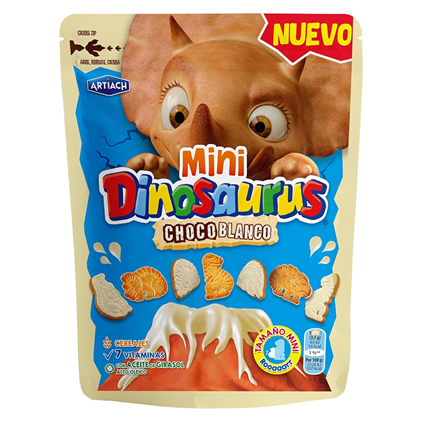 Mini Dinosaurus Choco Blanco 100 g (8 ud) Artiach