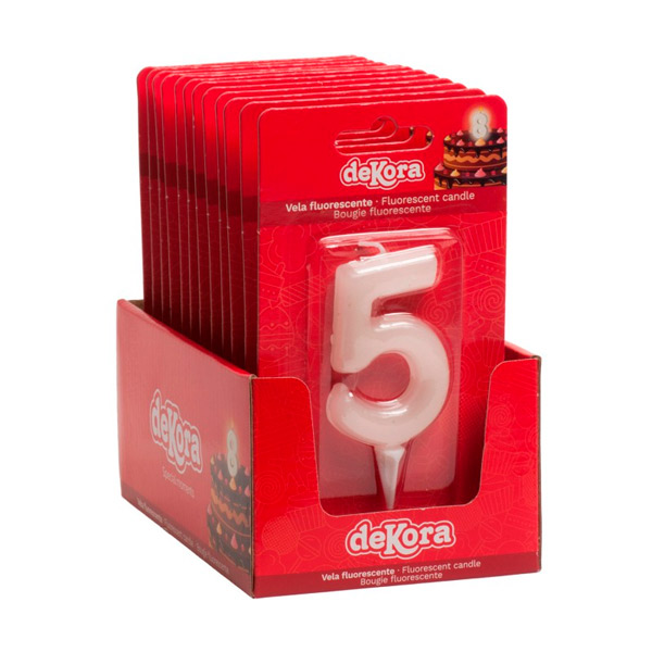 Velas fluorescentes nº 5 12 ud Dekora