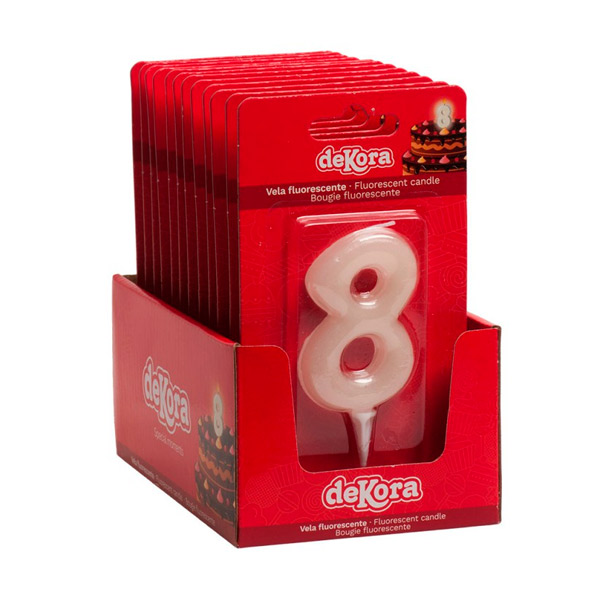 Velas fluorescentes nº 8 12 ud Dekora