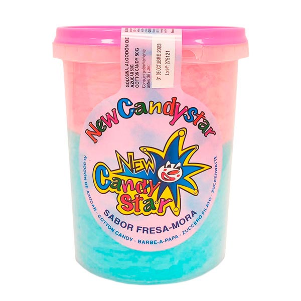 Algodón de azúcar fresa-mora 50 g (6 ud) New Candystar