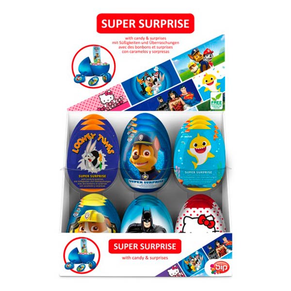 Huevo plastico license mix surprise 18 ud bip candy
