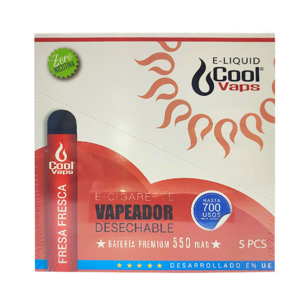 POD COOLVAPS FRESA SIN NICOTINA 600 PF 5 UD