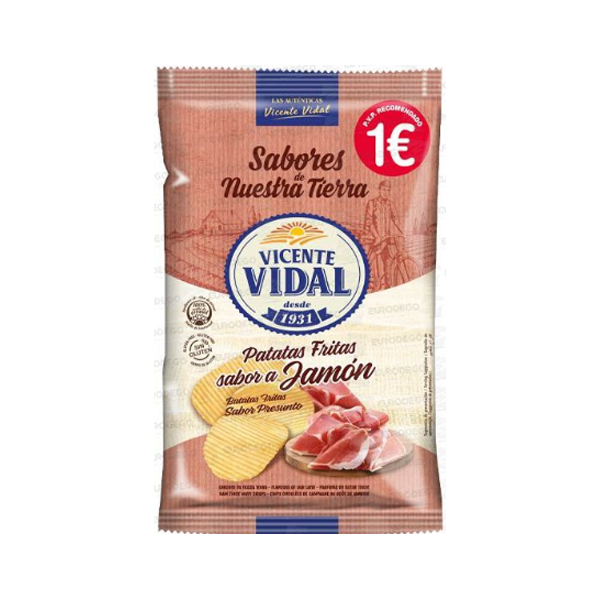 PATATAS 1 € ONDULADA JAMON 12X100 GR V. VIDAL
