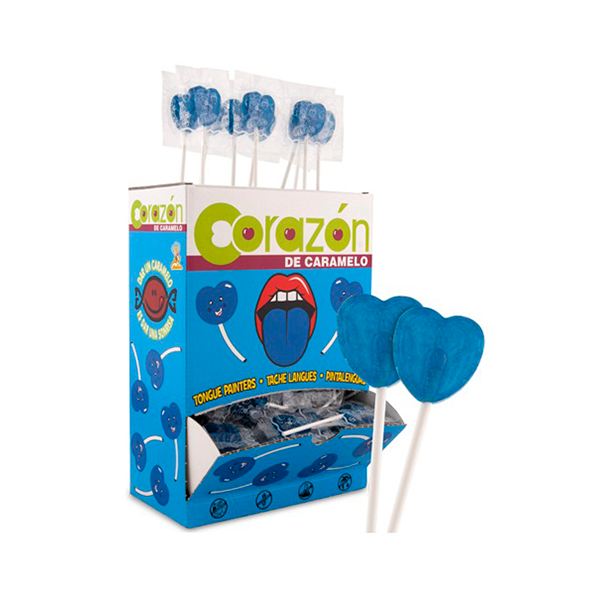 Piruleta Corazón Pintalenguas Frambuesa 1.400 gr (100 ud) Cerdán