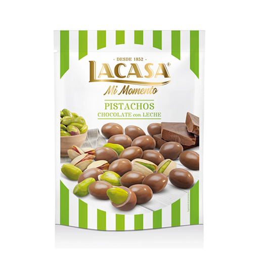 [28410740910570] Pistacho Chocolate Leche 100 g (9 ud) Lacasa