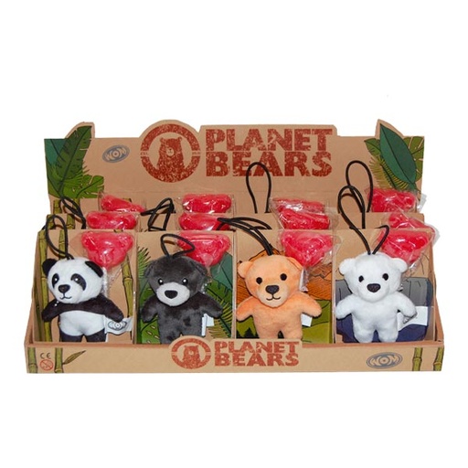 [8435124856448] Planet bear peluche + lollipop 12 ud candy&toy